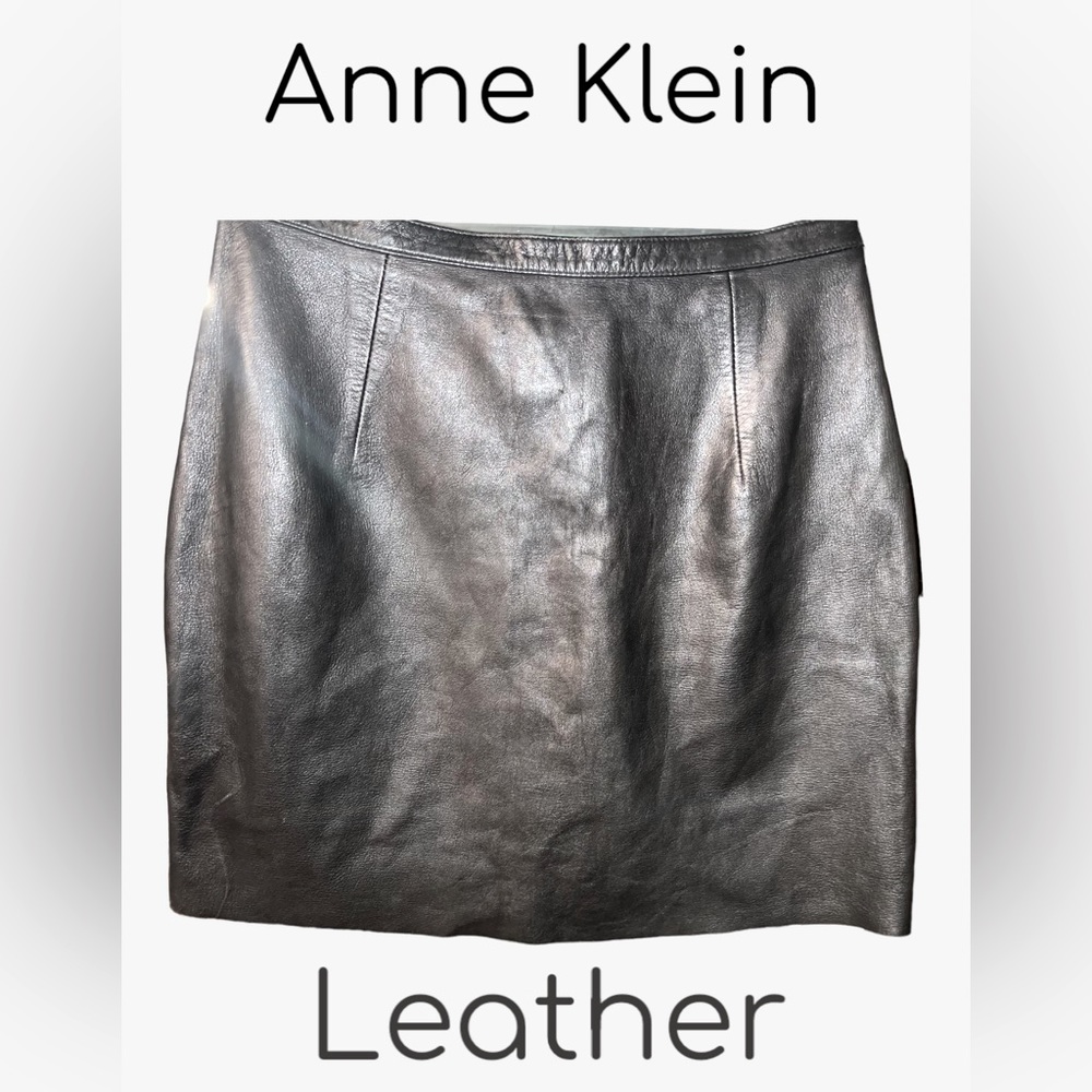 Anne Klein Genuine Leather Mini Skirt